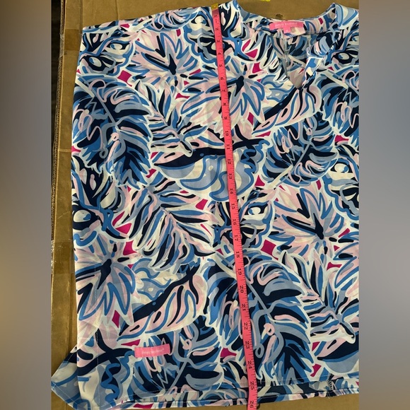 Simply Southern Palm Leaves Print Drape Blouse Blue - Picture 8 of 9